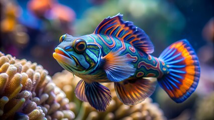 Mandarin Fish: A Glimpse into the Magic of the Underwater World  AI generated