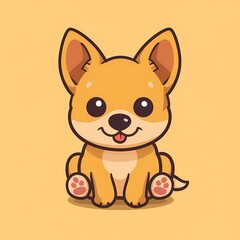 Fototapeta premium Cute cartoon Corgi with big eyes and a happy expression.