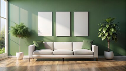 Serene Minimalism: A Forest Green Canvas Retreat  Generative AI