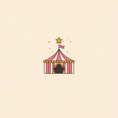 Colorful circus tent illustration with playful elements and a whimsical feel.