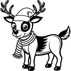 christmas reindeer with red nose, reindeer vector illustration, animal vector art, reindeer silhouette, pet vector icon, eps, Deer cartoon
