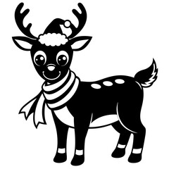 christmas reindeer with red nose, reindeer vector illustration, animal vector art, reindeer silhouette, pet vector icon, eps, Deer cartoon