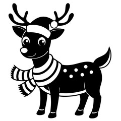 christmas reindeer with red nose, reindeer vector illustration, animal vector art, reindeer silhouette, pet vector icon, eps, Deer cartoon