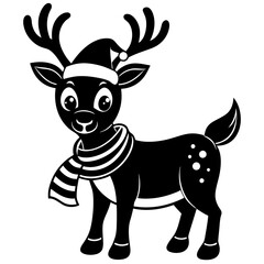 christmas reindeer with red nose, reindeer vector illustration, animal vector art, reindeer silhouette, pet vector icon, eps, Deer cartoon