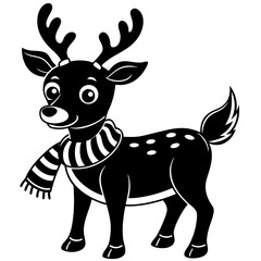christmas reindeer with red nose, reindeer vector illustration, animal vector art, reindeer silhouette, pet vector icon, eps, Deer cartoon