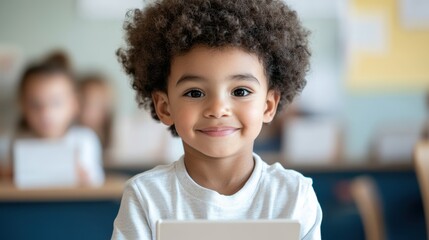 Engaging Elementary Student Exploring Interactive E-books