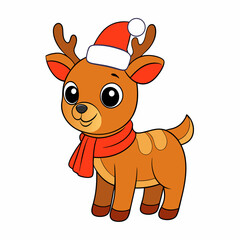 christmas reindeer with red nose, reindeer vector illustration, animal vector art, reindeer silhouette, pet vector icon, eps, Deer cartoon