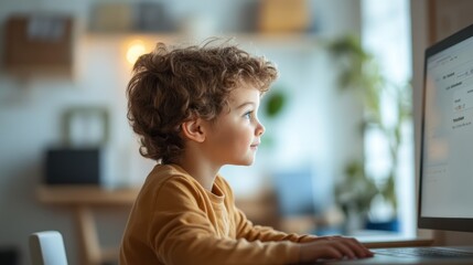 Enthusiastic Elementary Student Engaging with Virtual Tutors for Enhanced Learning Experience