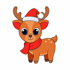 christmas reindeer with red nose, reindeer vector illustration, animal vector art, reindeer silhouette, pet vector icon, eps, Deer cartoon