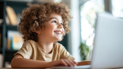 Young Student Engaged in Virtual Tutoring with Profile View, Enhancing Learning Experience