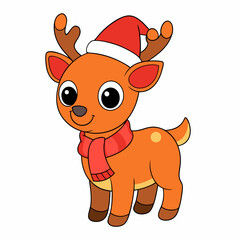 christmas reindeer with red nose, reindeer vector illustration, animal vector art, reindeer silhouette, pet vector icon, eps, Deer cartoon