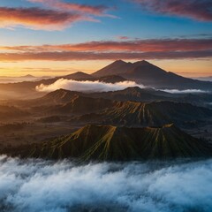 photo of a very beautiful view of a mountain with beautiful clouds