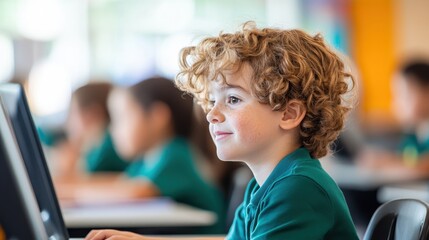 Young Student Engaging with AI Spelling Tutors for Academic Support