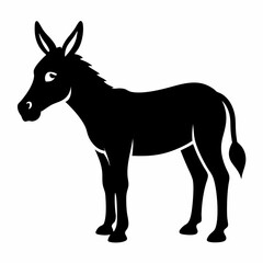 Fototapeta premium silhouette of a donkey, donkey vector illustration, animal vector art, donkey silhouette, pet vector icon, eps, donkey cartoon