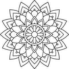 Mandala pattern or Simple Floral Ideas for Coloring book page