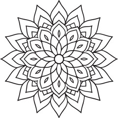 Mandala pattern or Simple Floral Ideas for Coloring book page
