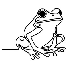 one line drawing frog animal cute vector illustration template design