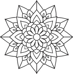 Mandala pattern or Simple Floral Ideas for Coloring book page