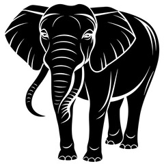 elephant isolated on white, elephant vector illustration, animal vector art, elephant silhouette, pet vector icon, eps, elephant cartoon