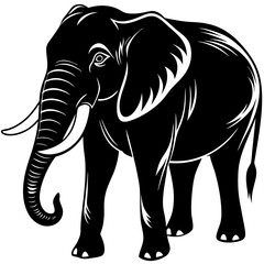 elephant isolated on white, elephant vector illustration, animal vector art, elephant silhouette, pet vector icon, eps, elephant cartoon