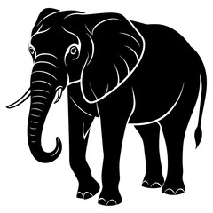 Fototapeta premium elephant isolated on white, elephant vector illustration, animal vector art, elephant silhouette, pet vector icon, eps, elephant cartoon