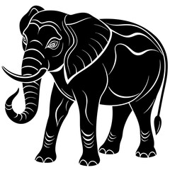 elephant isolated on white, elephant vector illustration, animal vector art, elephant silhouette, pet vector icon, eps, elephant cartoon