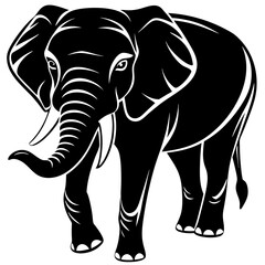Fototapeta premium elephant isolated on white, elephant vector illustration, animal vector art, elephant silhouette, pet vector icon, eps, elephant cartoon
