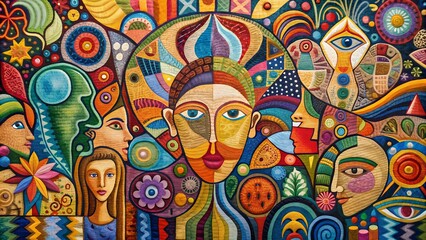 Obraz premium A Tapestry of Thoughts: Exploring Mental Health Through Abstract Expressionism Generative AI