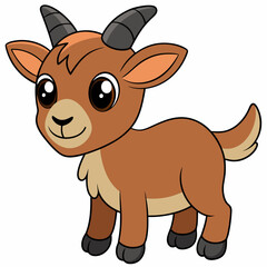 goat isolated on white, goat vector illustration, animal vector art, goat silhouette, pet vector icon, eps, goat cartoon
