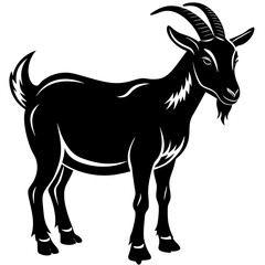 goat isolated on white, goat vector illustration, animal vector art, goat silhouette, pet vector icon, eps, goat cartoon