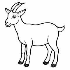 goat isolated on white, goat vector illustration, animal vector art, goat silhouette, pet vector icon, eps, goat cartoon