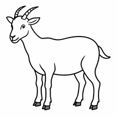 goat isolated on white, goat vector illustration, animal vector art, goat silhouette, pet vector icon, eps, goat cartoon
