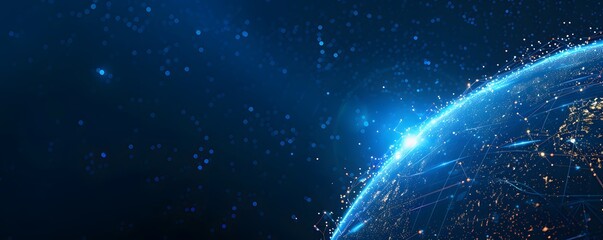 Obraz premium planet with connecting dot and line technology