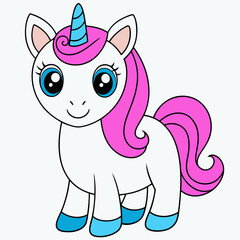 Unicorn isolated on white, Unicorn vector illustration, animal vector art, Unicorn silhouette, pet vector icon, eps, Unicorn cartoon