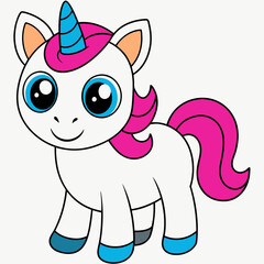 Unicorn isolated on white, Unicorn vector illustration, animal vector art, Unicorn silhouette, pet vector icon, eps, Unicorn cartoon