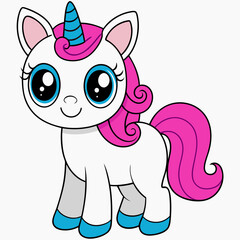 Unicorn isolated on white, Unicorn vector illustration, animal vector art, Unicorn silhouette, pet vector icon, eps, Unicorn cartoon