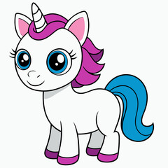 Unicorn isolated on white, Unicorn vector illustration, animal vector art, Unicorn silhouette, pet vector icon, eps, Unicorn cartoon