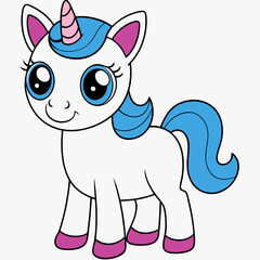 Unicorn isolated on white, Unicorn vector illustration, animal vector art, Unicorn silhouette, pet vector icon, eps, Unicorn cartoon