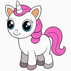 Unicorn isolated on white, Unicorn vector illustration, animal vector art, Unicorn silhouette, pet vector icon, eps, Unicorn cartoon