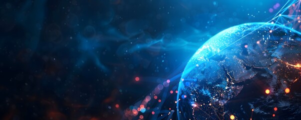 Obraz premium planet with connecting dot and line technology