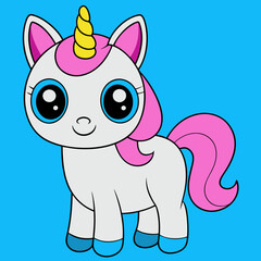 Unicorn isolated on white, Unicorn vector illustration, animal vector art, Unicorn silhouette, pet vector icon, eps, Unicorn cartoon