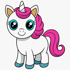 Unicorn isolated on white, Unicorn vector illustration, animal vector art, Unicorn silhouette, pet vector icon, eps, Unicorn cartoon