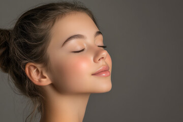 Fototapeta premium A close up of a girl's face with her eyes closed