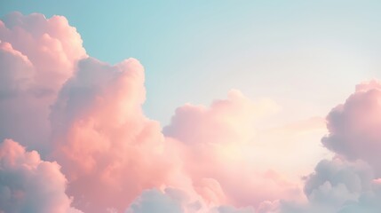 Soft pastel clouds illuminated by sunlight create a serene and dreamy sky perfect for calming backgrounds.