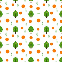 seamless pattern of tree and oranges