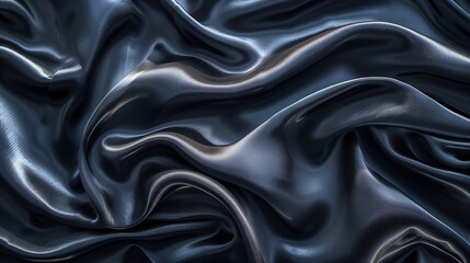 Obraz premium Black gray satin dark fabric texture luxurious shiny that is abstract silk cloth panorama background with patterns soft waves blur beautiful : Generative AI