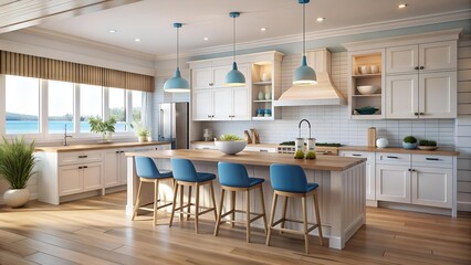 Coastal Kitchen Escape: Bringing the Beach Vibes Indoors  Generative AI