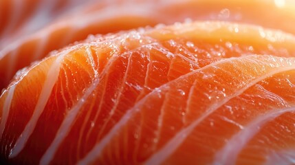 Detailed close-up of salmon fillet, showcasing its natural texture and vibrant pink flesh, ideal for seafood visuals