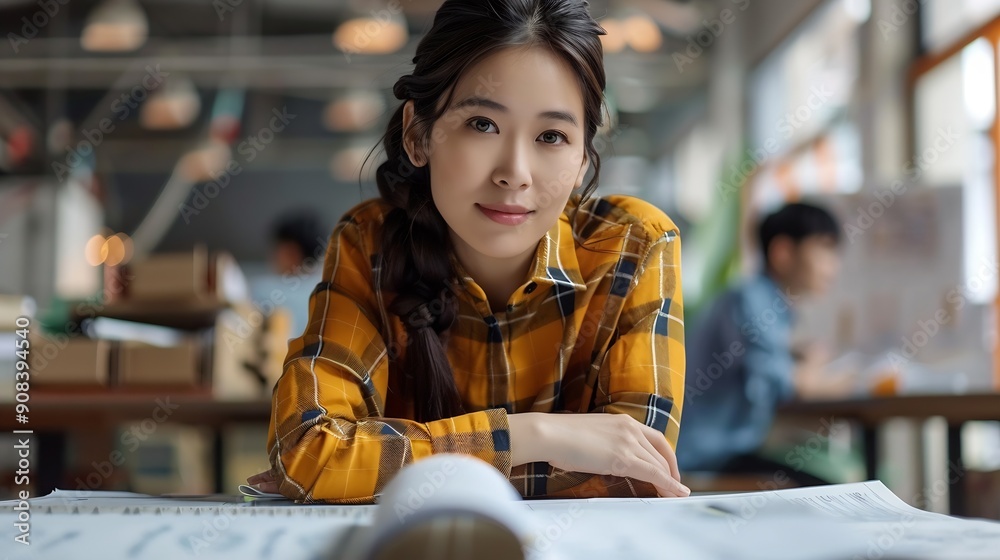 Poster diverse engineer team working at the office table with construction plans and architect equipment an