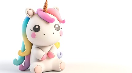Adorable Clay Unicorn Baking Cookies on Isolated White Background